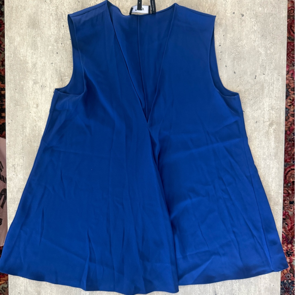 Theory Klein Blue Silk Tank